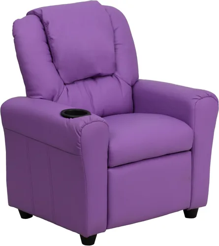 Vista 15 de Flash Furniture - Sillón reclinable contemporáneo para niños, color beige vinilo con base para vasos y reposacabezas