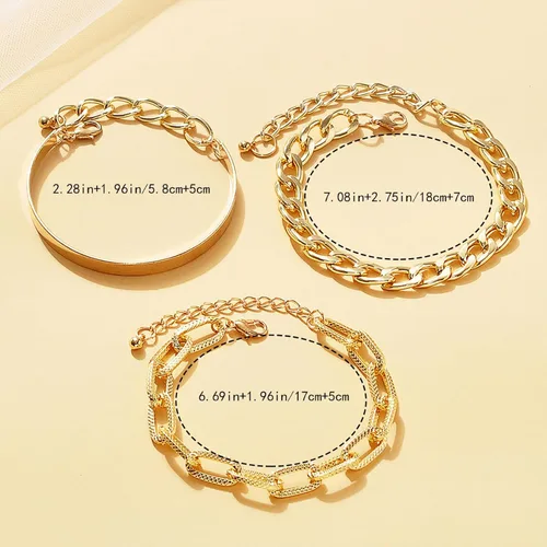 Vista 151 de Long tiantian Pulsera de oro gruesa para mujer, pulseras de oro delicadas, pulseras para mujer, pulseras apilables de eslabones de cadena
