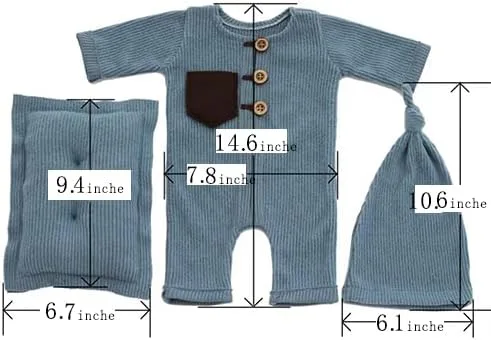 Vista 4 de Traje de fotografía para recién nacido, para niño y niña, mameluco de punto para fotos de bebé