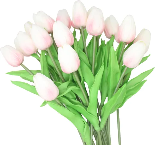 Vista 13 de Flores artificiales, 10 cabezas, mini tulipán artificial de tacto real para decoración del hogar, boda, fiesta, centro de mesa (negro)