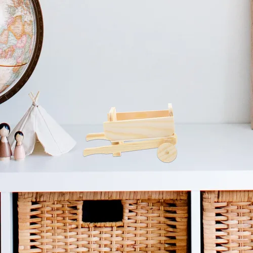 Vista 6 de Carrito de casa de muñecas, modelo de madera, mini carrito de carretilla en miniatura, mini carrito de compras, muebles de casa de muñecas, jardín