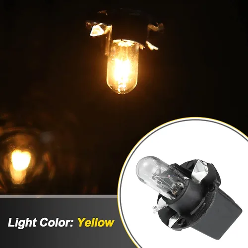 Vista 5 de X AUTOHAUX 5pcs DC 12V 1.2W T5 Dashboard Light Blub Amarillo para Coche Interna con Twist Socket