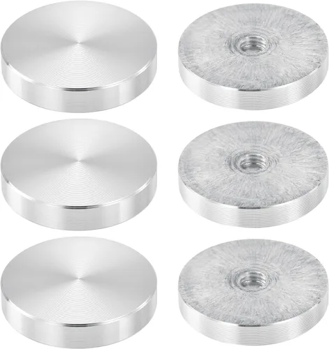 Vista 46 de uxcell M6 Rosca 0.787 in de diámetro de forma redonda de aluminio disco hardware 1pcs, aluminio círculo disco vidrio adaptador superior para mesa
