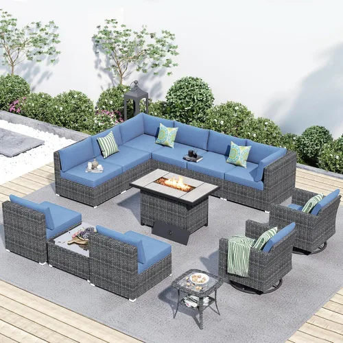 Vista 14 de HOOOWOOO Patio Sectional Furniture Set,2 Piece Couch Set with 2 Matching Armless Chairs(Beige)