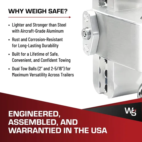 Vista 6 de Weigh Safe Soporte de bola de enganche de remolque ajustable, enganche de caída ajustable de 8 pulgadas para receptor de 2 pulgadas con 4 piezas
