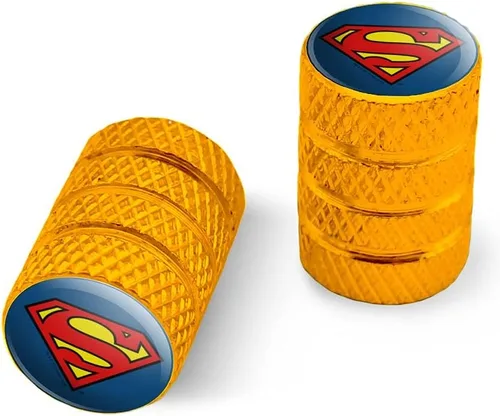 Vista 10 de GRAPHICS & MORE Superman Classic S Shield Logo Moto Bicicleta Llanta Llanta Llanta Tapones de Válvula de Aluminio