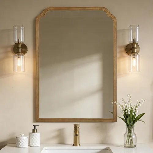 Vista 13 de Espejos de Baño de Madera para Montar en la Pared, 16" x 20" Marco de Madera Rústica Espejos de Pared Decorativos para Sala de Estar o Dormitorio