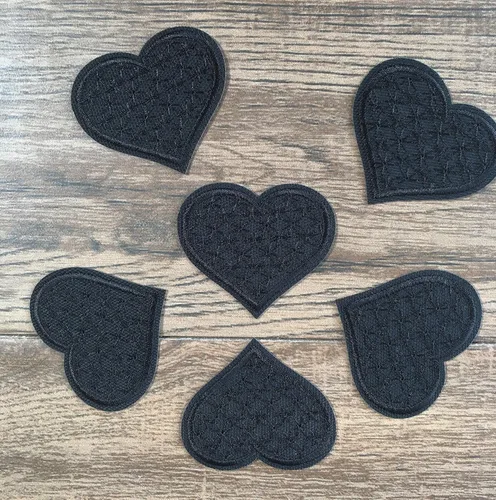 Vista 8 de Parches para planchar – Parche de corazón negro, 6 piezas, parche bordado para planchar de 2.2 x 1.8 pulgadas – 2.2 x 1.9 in – A-24