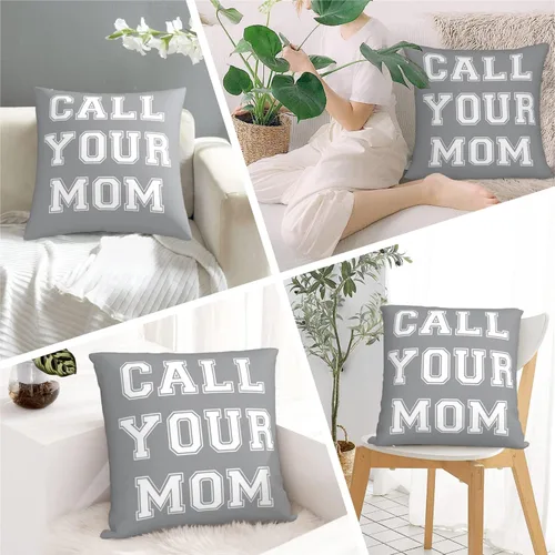 Vista 4 de Call Your MOM - Fundas de almohada de tela de terciopelo con estampado 3D, adecuadas para dormitorio, sala de estar, suelo, banco, regalo