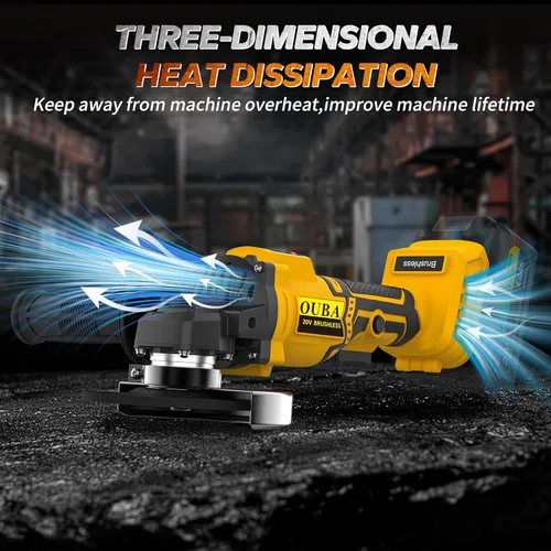 Vista 5 de Amoladora angular inalámbrica, compatible con la herramienta de amoladora de batería Dewalt de 20 V Max, motor sin escobillas con LED, 3 velocidades