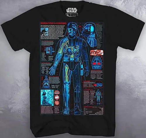 Vista 4 de STAR WARS Darth Vader Blueprint Schematic Design - Camiseta para hombre, diseño gráfico, color negro