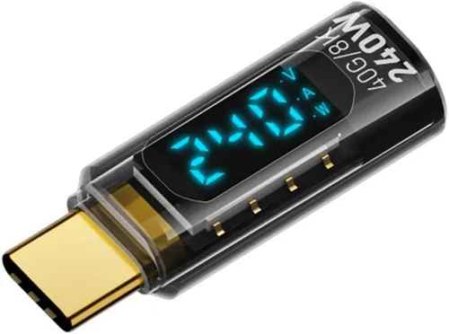 Vista 9 de xiwai Transparente USB4 tipo C macho a hembra adaptador de extensión con LED 240W Power 40Gbps Data 8K Video Converter para teléfono portátil