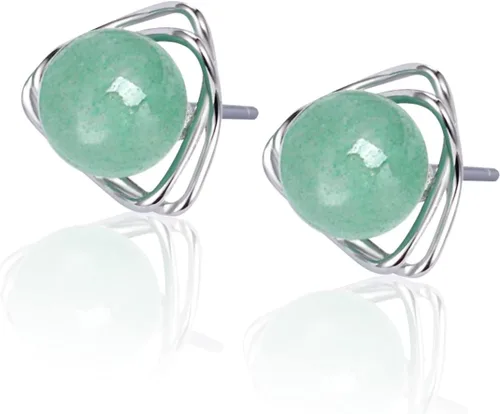 Vista 105 de Jade Earrings Studs,Green Jade Earrings for Women,925 Sterling Silver Earrings Studs for Sensitive Ears,Handmade Jade Earrings for Birthday