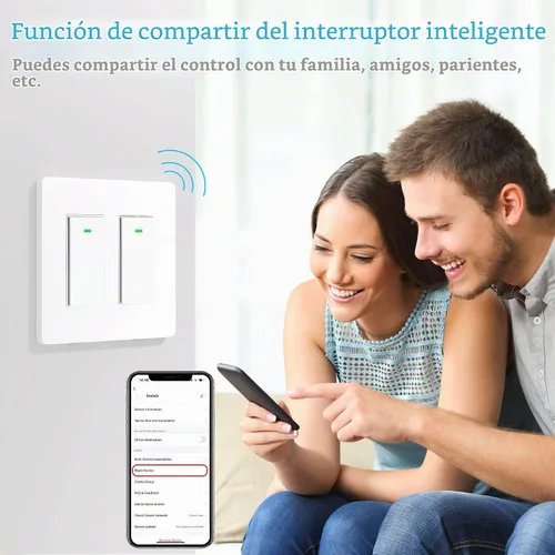 Vista 8 de Interruptor de luz inteligente de 2 bandas (botón), interruptores de luz WiFi inteligentes dobles, interruptor inteligente compatible con Alexa