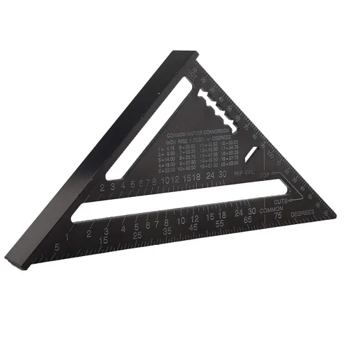 Vista 8 de Transportador de ángulo triangular de aleación de aluminio, herramienta de diseño de 7 pulgadas, herramienta de regla métrica de medición de diseño
