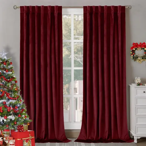 Vista 18 de BGment Cortinas de terciopelo rosa polvoriento, 2 paneles de 84 pulgadas, 2 paneles para sala de estar, aislamiento térmico de lujo, reducen