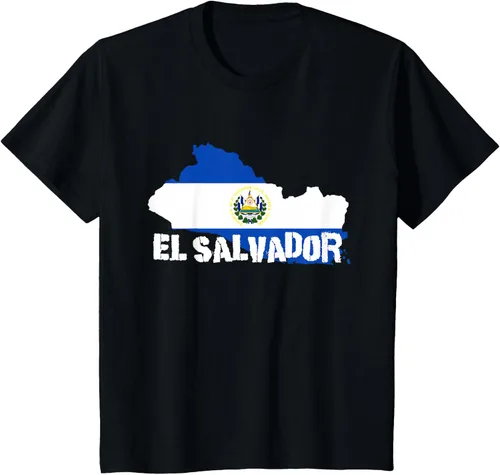 Vista 38 de Camiseta con la bandera de El Salvador, mapa de El Salvador, camiseta de Salvador para mujer, Negro