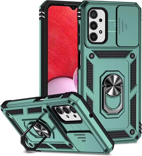 Vista 15 de Funda para Galaxy A32 5G, protección de grado militar para automóvil [soporte integrado] Soporte de anillo de metal de doble capa TPU resistente +