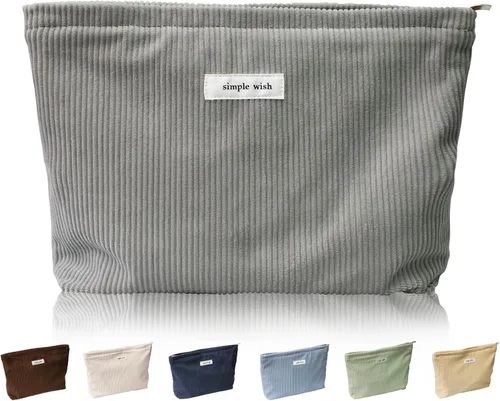 Vista 32 de Wudygirl Bolsa de maquillaje de lona para mujer, organizador estético de maquillaje, bolsa de maquillaje de viaje, bolsa de aseo para bolso, bolsa