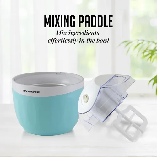 Vista 4 de OVENTE Máquina eléctrica de helados con tapa de fácil bloqueo, cuenco congelador de 1 cuarto de galón para yogur congelado saludable y casero