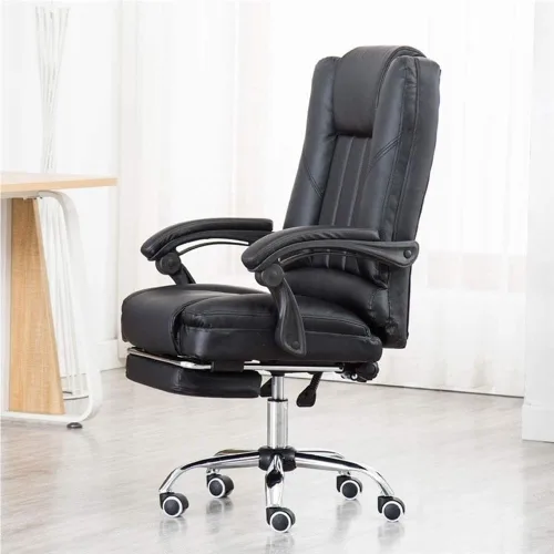 Vista 2 de Silla de oficina ejecutiva moderna blanca con respaldo alto, ergonómica y giratoria, cómoda silla de juegos para computadora para sala de estudio