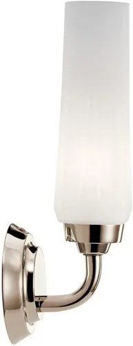 Vista 2 de Kichler Truby™ - Aplique de pared de 11.5 pulgadas con cristal de ópalo grabado satinado en níquel pulido