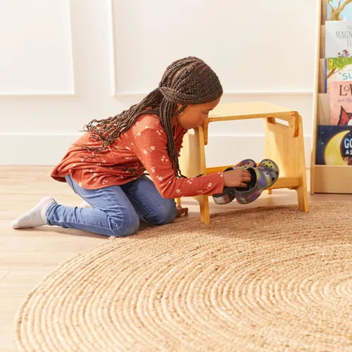 Vista 10 de ECR4Kids Taburete ajustable para sentarse o escalonar con almacenamiento, madera, muebles para niños, miel