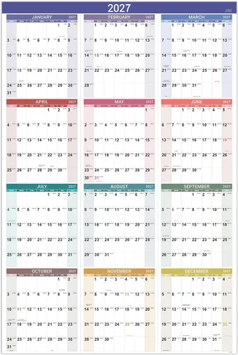 Vista 19 de Calendario anual de pared 2027, enero de 2027 a diciembre de 2027, planificador anual, 34.3 x 22.8 pulgadas (abierto), calendario de pared grande 27