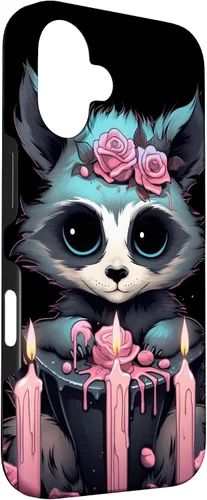 Vista 3 de iPhone 16 Pastel Goth Gothic Raccoon Anime Kawaii Nu Goth Aesthetic Case