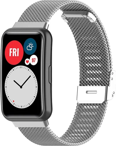 Vista 7 de Senter Correa de repuesto de acero inoxidable para reloj inteligente Huawei Watch Fit