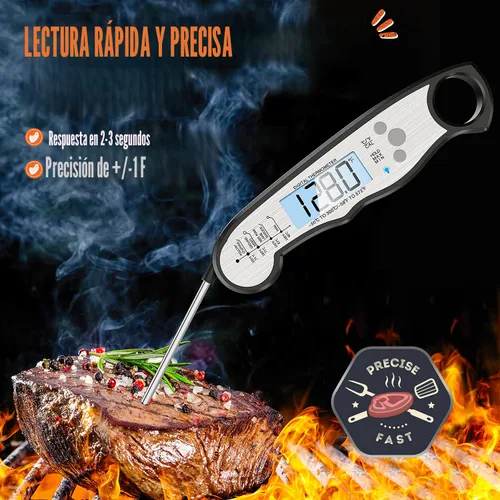 Vista 2 de Termómetro digital para carne, termómetro impermeable de lectura instantánea para alimentos para cocinar y asar a la parrilla, accesorios de cocina