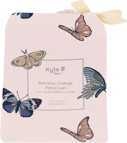 Vista 2 de Kyte Baby Change Pad Cover Rayon Made from Bamboo Material in Blush Butterfly