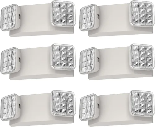Vista 10 de Paquete de 2 luces de emergencia para negocios, con batería de respaldo, cable duro, certificado UL 924, CA 120/277V, luz de emergencia LED