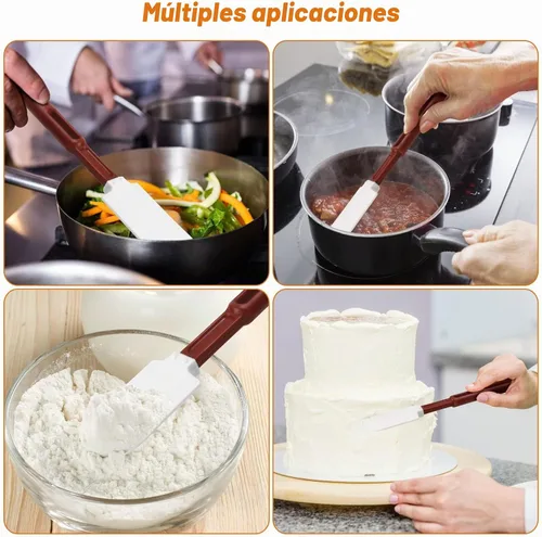 Vista 7 de Espátula de silicona de alta temperatura, espátula comercial 500°F resistente al calor, raspador de silicona antiadherente (10 pulgadas, NSF)