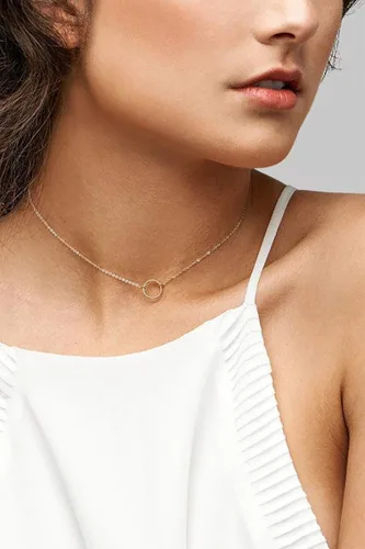 Vista 2 de ROSTIVO Gargantilla simple para mujer, collar de círculo delicado para niñas (plata)