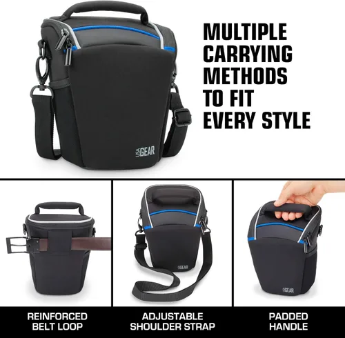 Vista 9 de USA GEAR Bolsa compacta para guardar cámara con cobertor para lluvia y correa para hombro