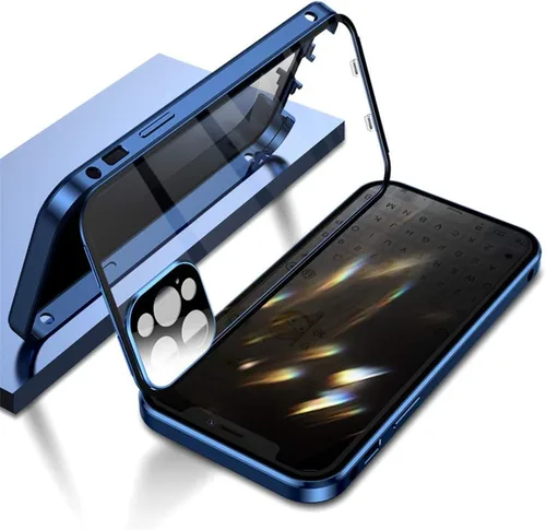 Vista 14 de Funda antiespía doble con bloqueo de seguridad para iPhone 11 Pro, carcasa de aluminio con protector de pantalla para lente de cámara, protección