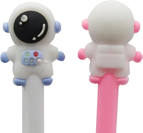 Vista 8 de Maydahui 12 bolígrafos de gel Spaceman de dibujos animados de astronautas para parejas, colección espacial conmemorativa, tinta negra para hombres