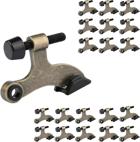 Vista 32 de HOMOTEK Paquete de 3 Topes de Puerta de Latón Antiguo con Pasador de Bisagra, Tope de Puerta Ajustable de Lujo Resistente de 2-1/2"x1-3/4