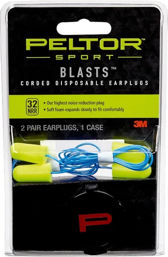 Vista 2 de Peltor Sport Blasts - Tapones desechables con cable 97081-10C, paquete de 2 pares, amarillo neón