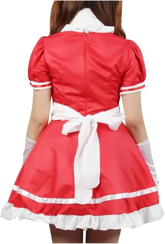 Vista 4 de bawilom Disfraz de sirvienta japonesa para mujer, talla grande, disfraz de anime, cosplay, Halloween, vestido de lolita, vestido de camarera