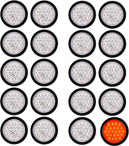 Vista 30 de Astra Depot Juego de 4 unids rojo 4 "redondo 12 LED Stop Running Luz trasera Ojal Plug para vehículo largo camión remolque