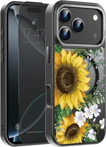 Vista 59 de Goodon para iPhone 15 Pro Max con protector de pantalla de privacidad, compatible con Magsafe, funda translúcida mate a prueba de golpes - Linda