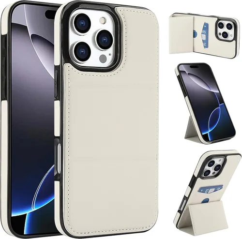Vista 47 de Dteck Funda para iPhone 16 de 6.1 pulgadas 2024, funda de piel sintética con cierre de botón magnético, ranuras para tarjetas de crédito, función