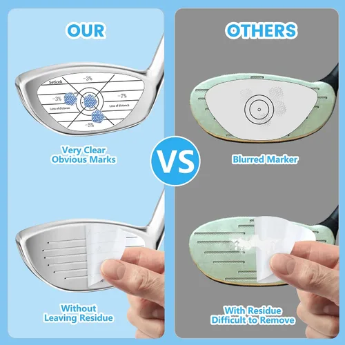 Vista 3 de Seticek Juego de 300 cintas de impacto de golf, análisis de consistencia y puntos dulces autodidactas, calcomanías de impacto para palos de golf