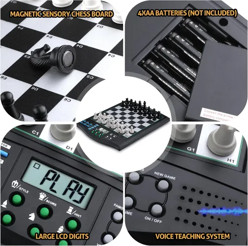 Vista 7 de Talking Chess Academy con sistema de enseñanza de voz, juego de ajedrez electrónico con piezas magnéticas fuertes, tablero de ajedrez electrónico