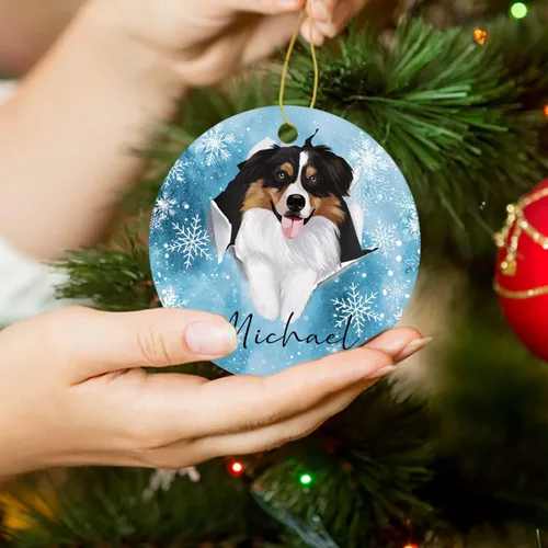 Vista 5 de Adornos de pastor australiano, regalos para Navidad, adorno de pastor australiano personalizado, adornos únicos de pastor australiano, vacaciones