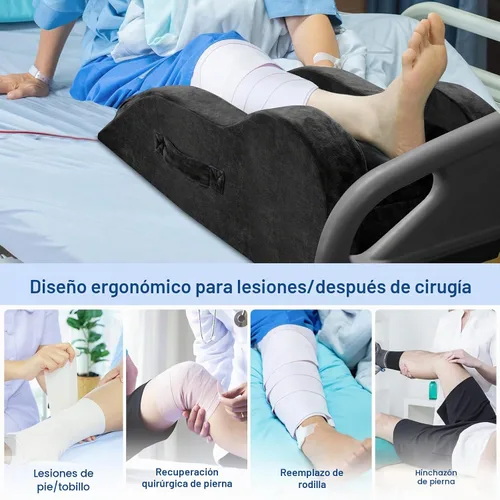 Vista 5 de KingPavonini Almohadas ajustables de elevación de piernas para después de la cirugía, curva ergonómica mantiene la rodilla recta, almohada de espuma