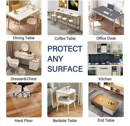 Vista 8 de Protector de mesa esmerilado de 12 x 24 pulgadas, cubierta de mesa de plástico de 2mm de grosor, protector de mantel de plástico transparente, a