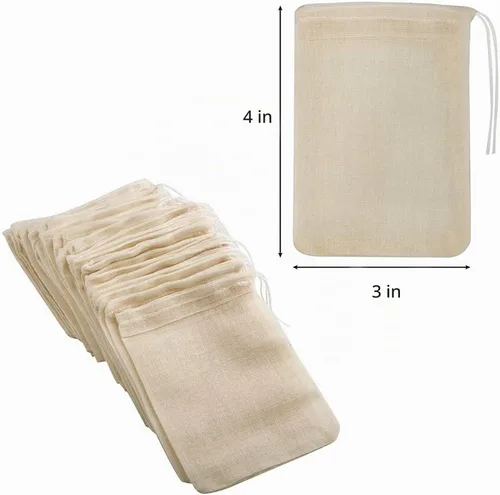 Vista 2 de ICEYLI 30 bolsas con cordón de algodón natural sin blanquear de 4 x 3 pulgadas